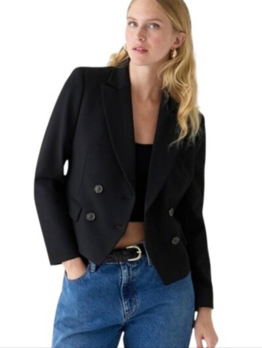 J. Crew Slim-fit Double Breasted Blazer in 4-season stretch - black